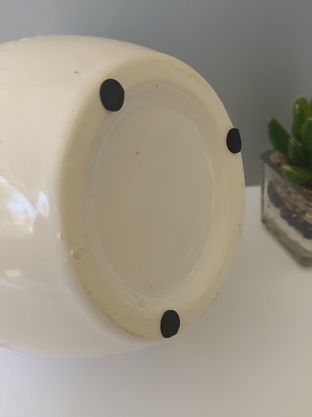 Ceramic Vase Cream Textured with Rustic Rim New - Picture 6 of 12